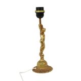 Vintage Table Lamp Female Figure Brass and Onyx Marble