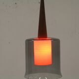Danish glass and teak pendant 1958