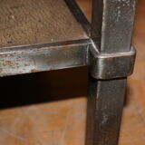 Table basse en fer forgé et cuir vers 1970