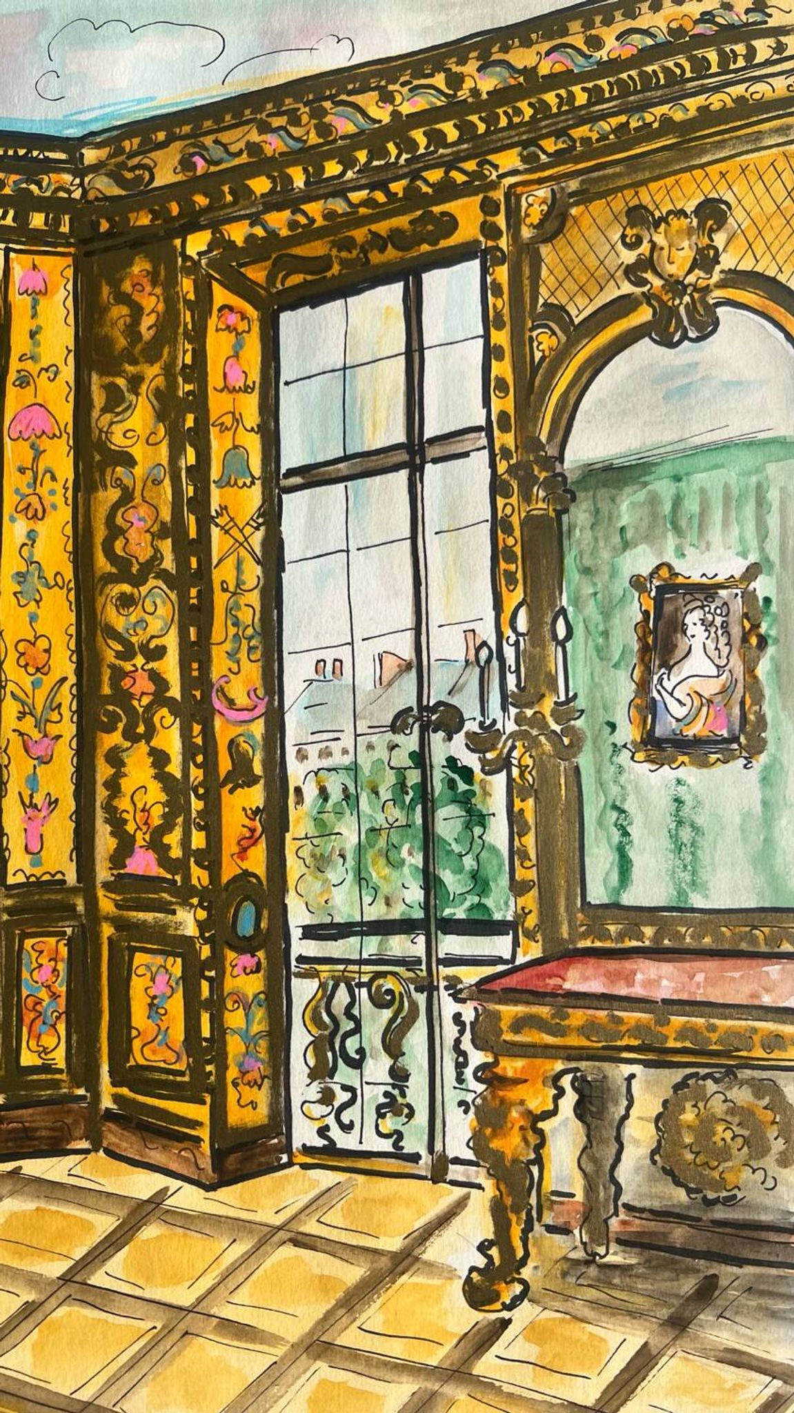 Painted interior scene