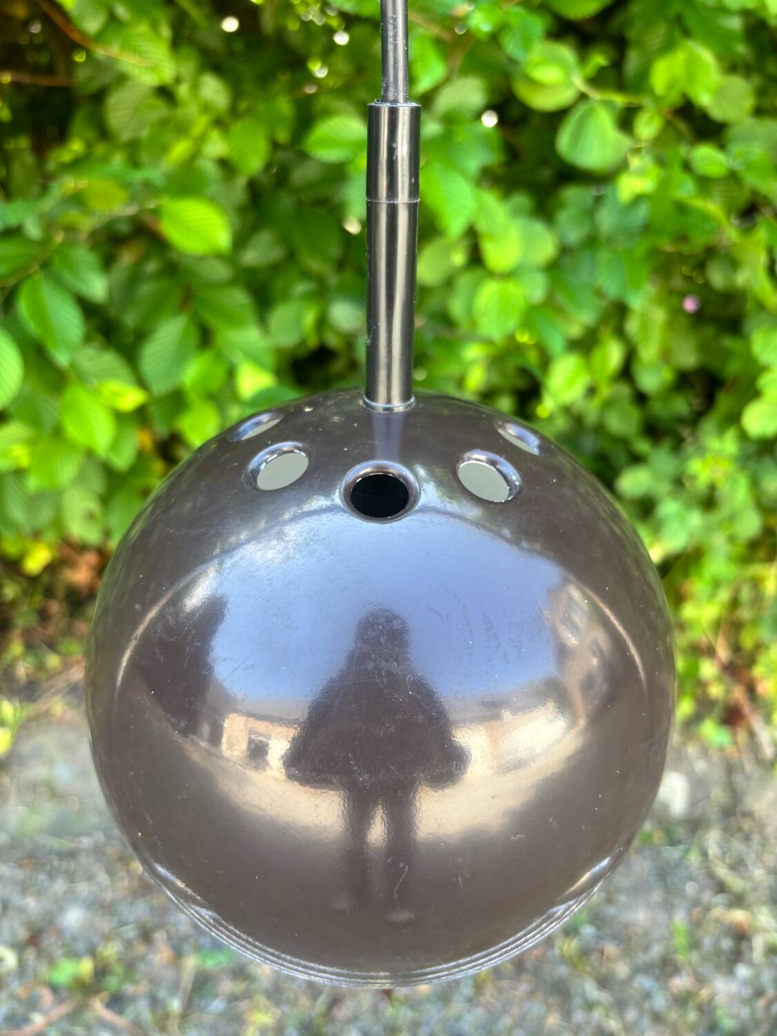 Brown metal eyeball pendant light by LITA vintage 1970