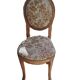 Brown varnished wooden chair 1940 Fabric chair with jacquard seat, upholstery manufacturing