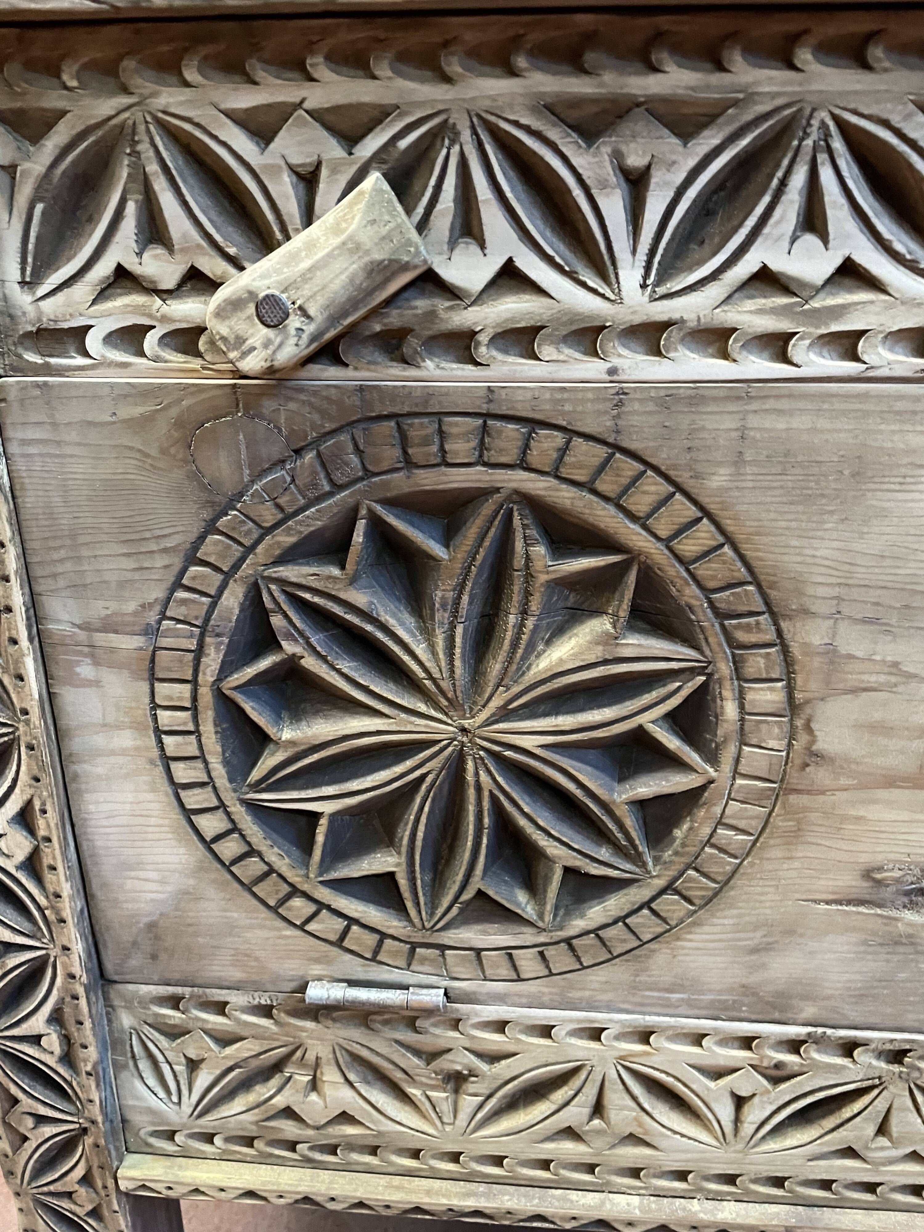 Pakistan, Swat Valley, former Cedar Wood Wedding Chest Fully Carved by Hand