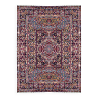 Large Antique Iranian Oriental Rug: Yazd: 4.45 X 3.30 Meters