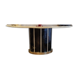 Console in black and cream tinted glass