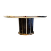 Console in black and cream tinted glass