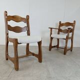 Vintage brutalist dining chairs, set of 8 - 1960s