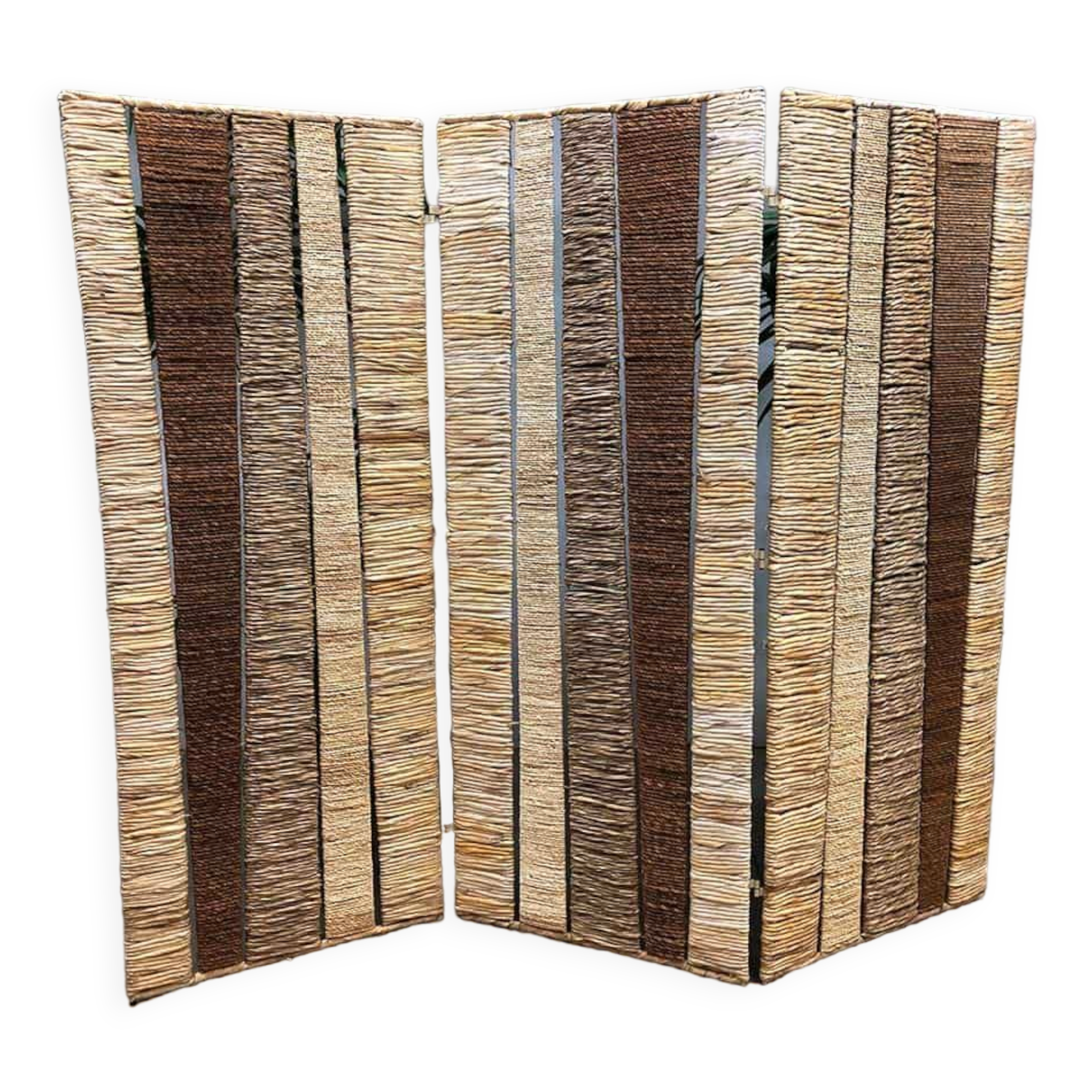 Vintage rope rattan room divider 'Nature'