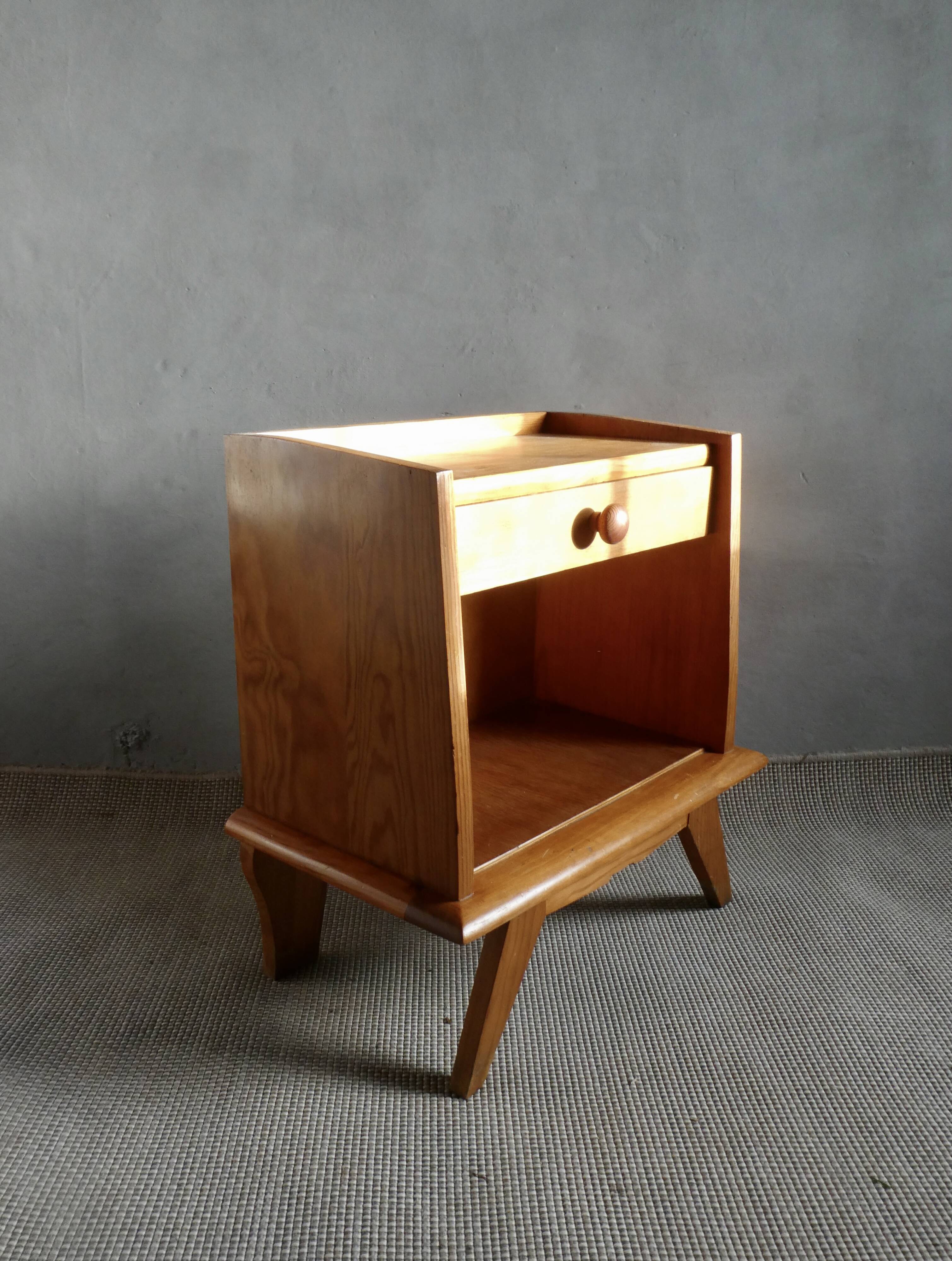 Light wooden bedside table from the 50s