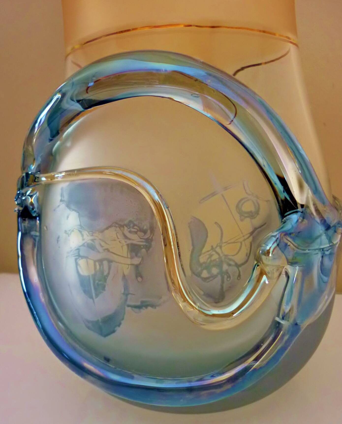 Large designer vase, signed Jon Art, modernist, abstract decorations
