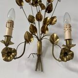 Wall lamp golden brass flowers style Hollywood Regency year 70