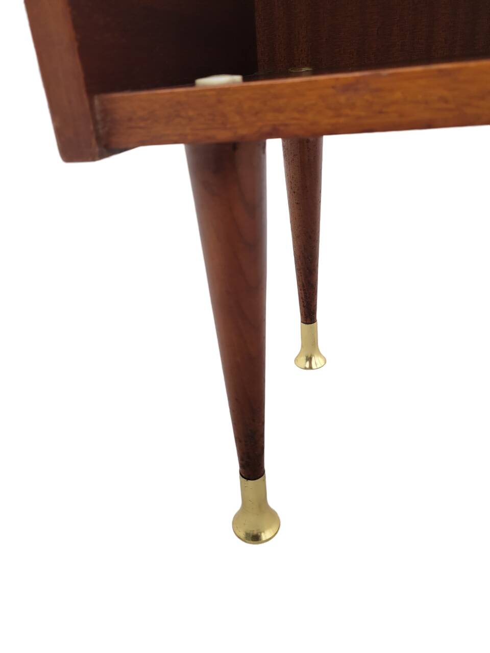 Vintage bedside table with golden pencil legs