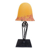 Antique art deco metal and glass lamp