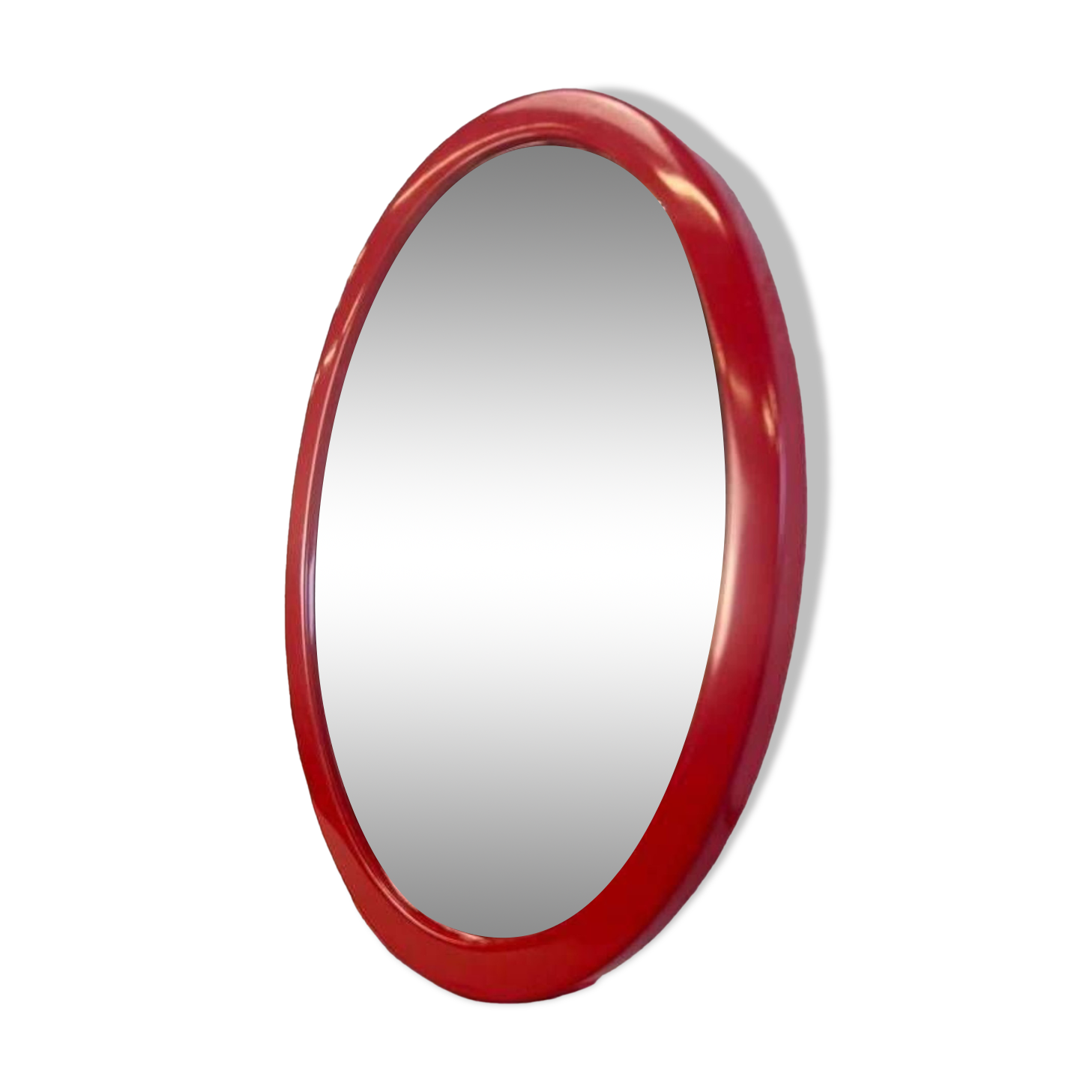 Vintage space age mirror in orange red