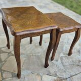 2 nesting tables in solid wood in Louis XV style