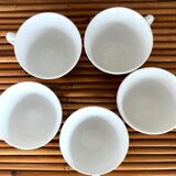 5 cups and saucers vichy 1950