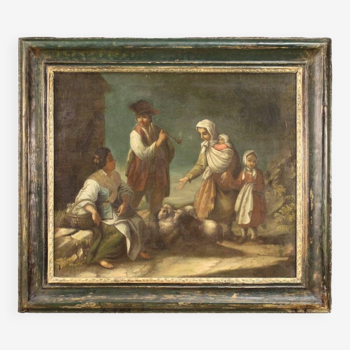 Scène de genre de la peinture française avec personnages du XVIIIe siècle