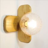 Kaiser Leuchten, wood and glass wall lamp from the 70s.