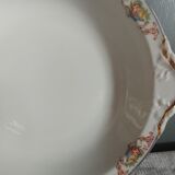 Hollow serving dish in limoges porcelain flower baskets, fruits - early 20th