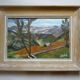 Painting, oil on panel, mountain landscape, signed