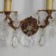 Pair of French Vintage Double Bronze Crystal Wall Lights with Acanthus Detail