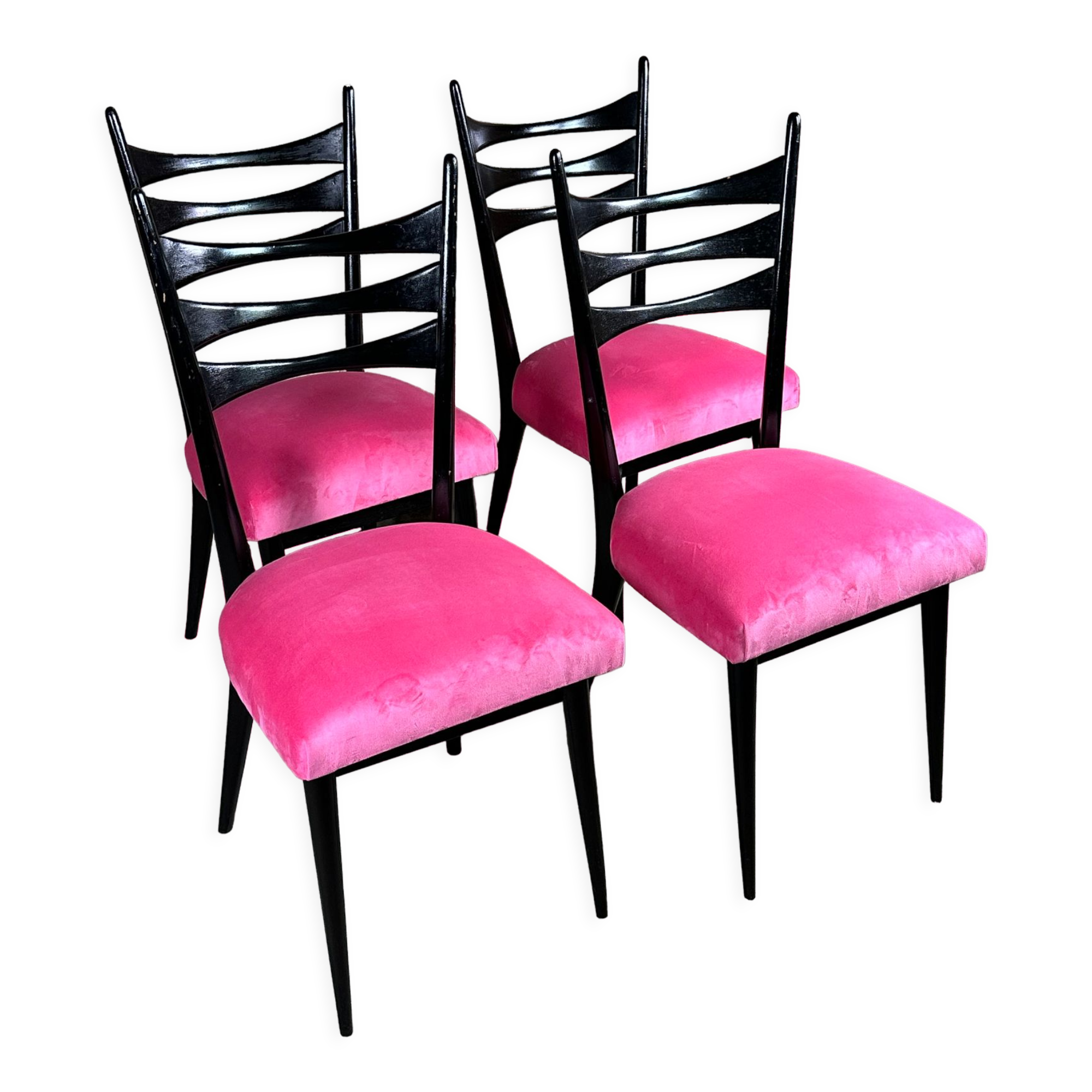 Vintage chairs 60'S Italy in wood and velvet
