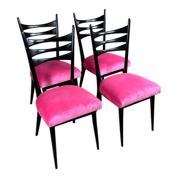 Vintage chairs 60'S Italy in wood and velvet