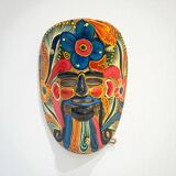 Mexican folk art mask in colored terracotta, 1970s