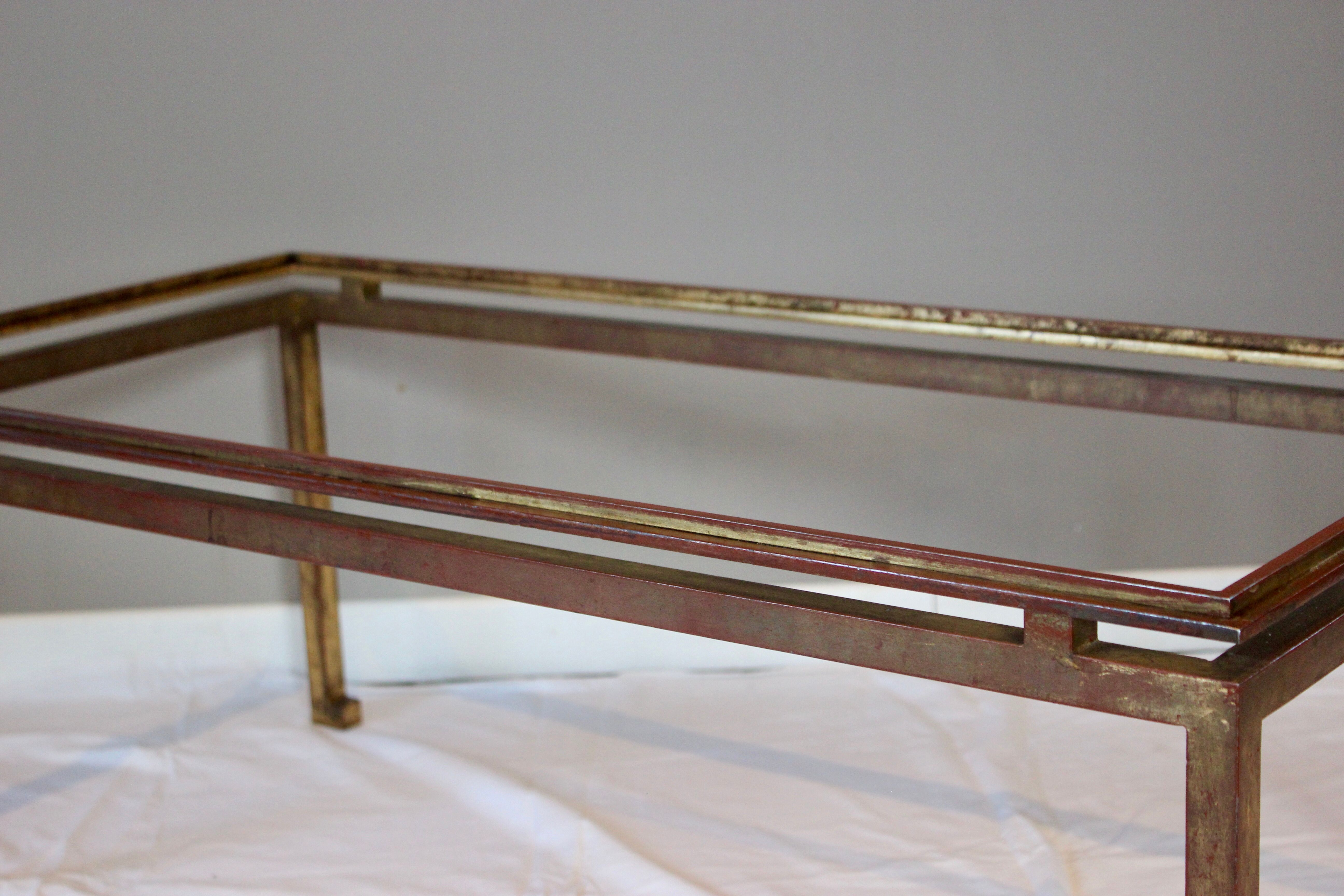Rectangular gold wrought iron coffee table on sheet, Ramsay House