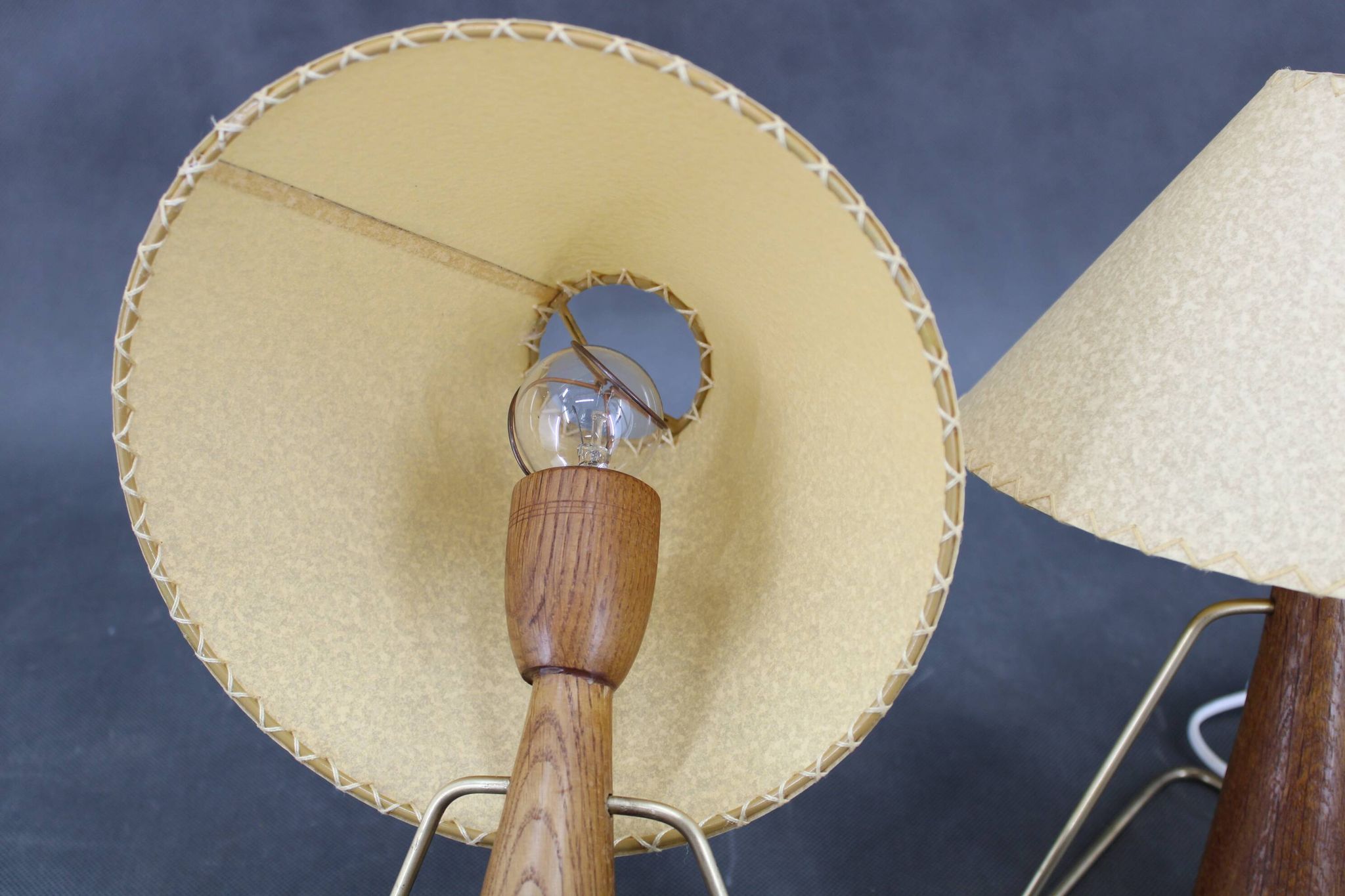 1960s Pair of Table Wooden Lamps , Czechoslovakia