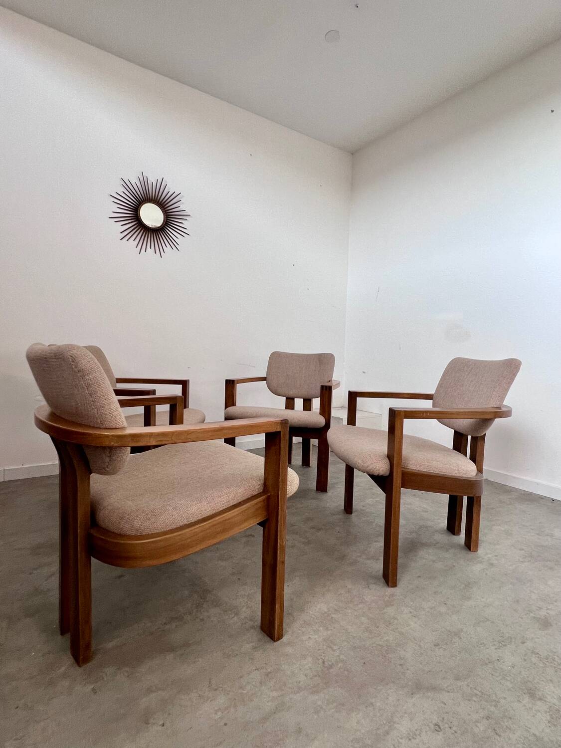 4 old armchairs Italian design chairs 70s vintage curved wood