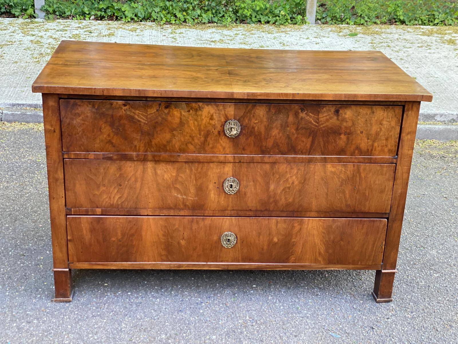 Vintage Louis Philippe walnut commode from the 19th century.