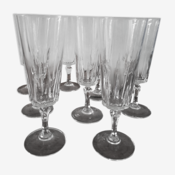 9 vintage crystal champagne flutes