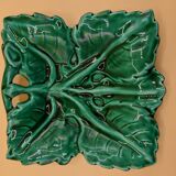 Square dish, french royal barbotine leaf