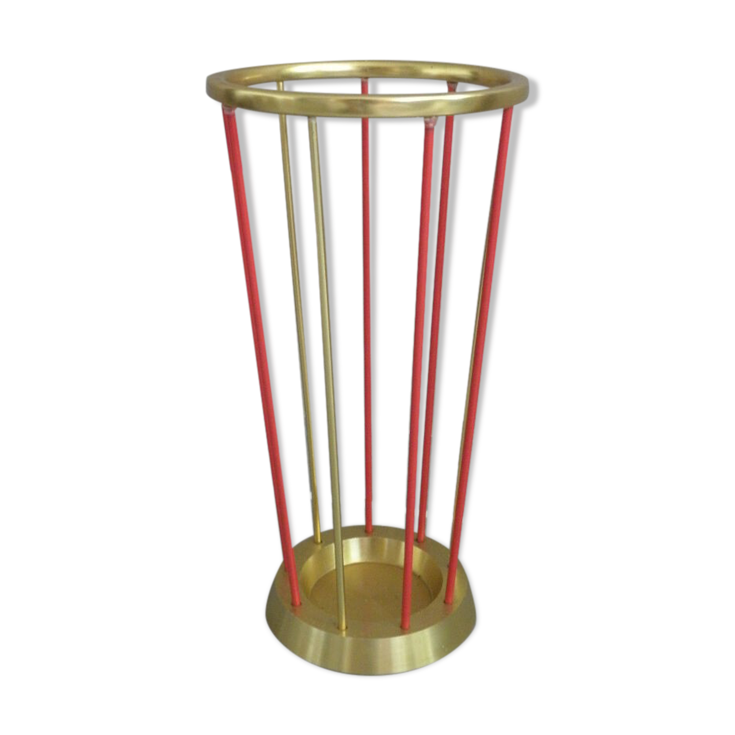 Golden and red umbrella holder