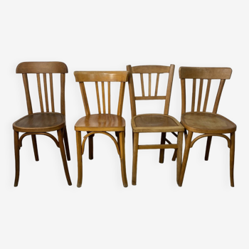 Set of 4 mismatched bistro chairs