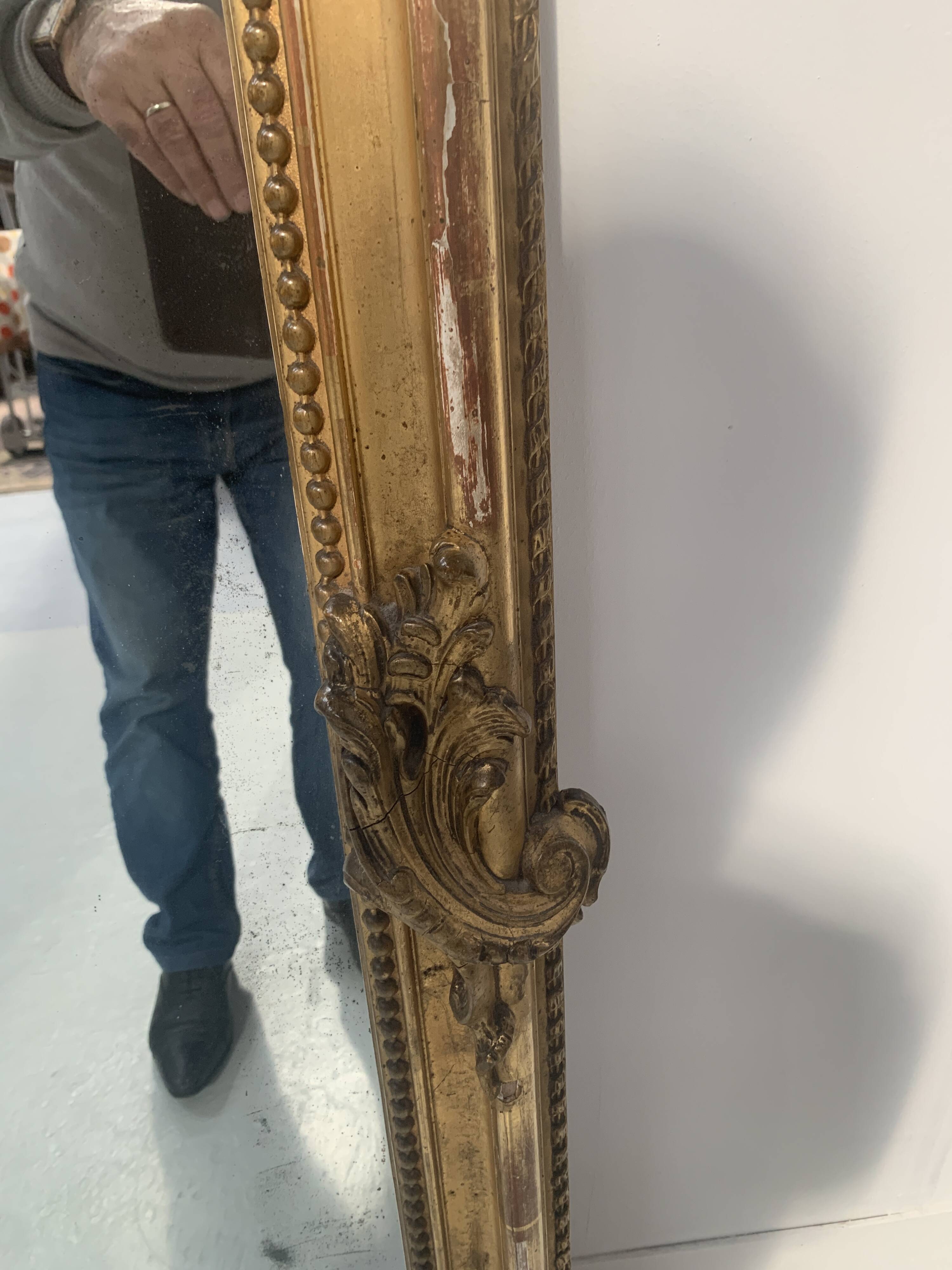 Louis XV style mirror in wood and gilded stucco, 19th century