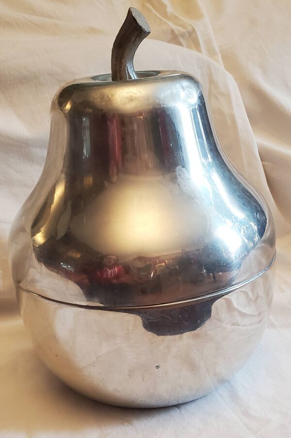 Ancienne poire seau à glaçons vintage années 1970 en aluminium