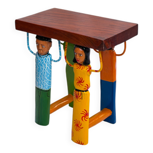 Tabouret africain sculpté - unique