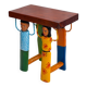 African stool carved and hand-painted – Unique piece from Burkina.