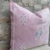 Handmade Moroccan silk cushion cover, cactus pattern