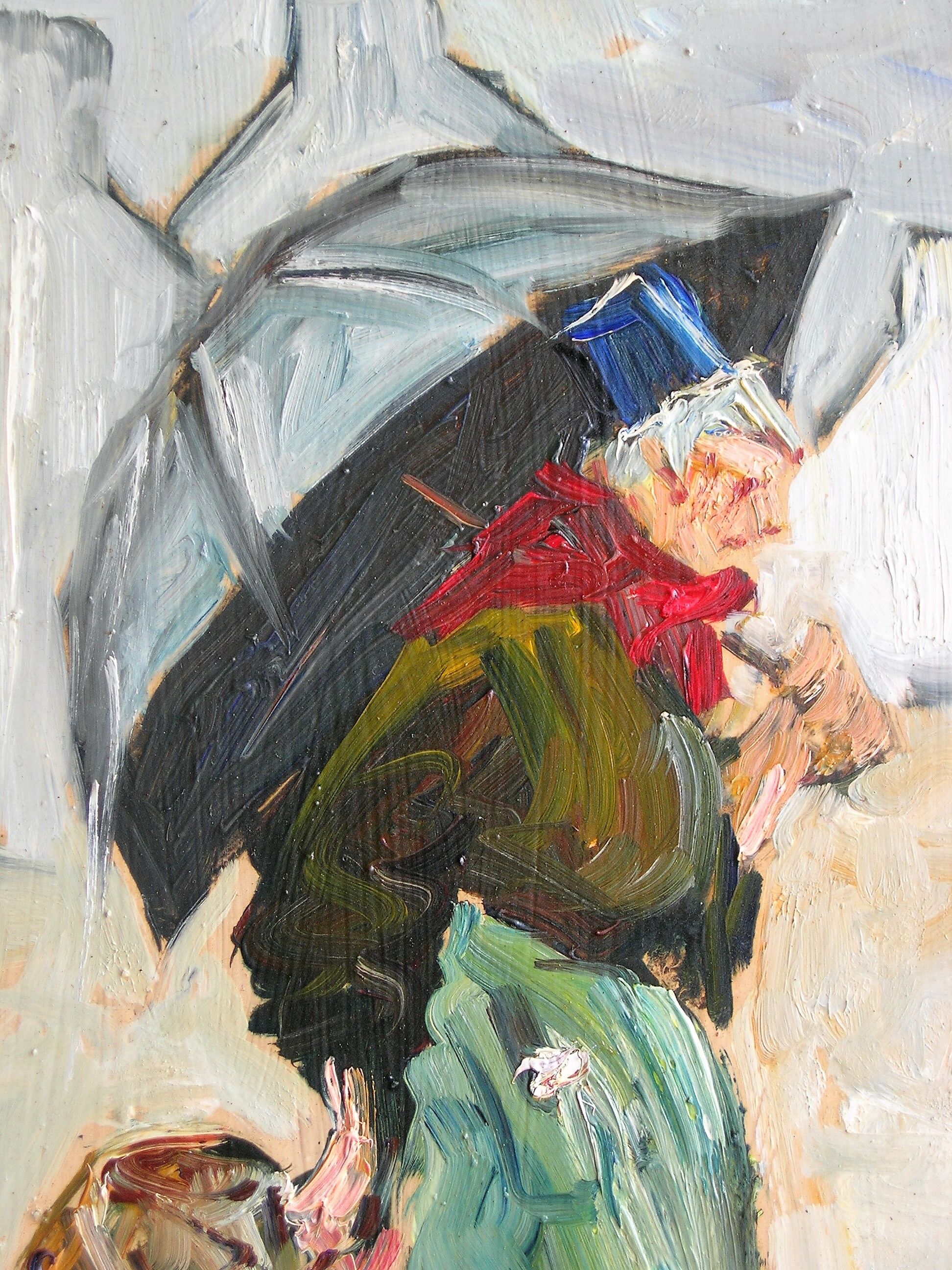 Old paintings Seated Man and Woman with the Umbrella by René. THE FORESTER (1903-1972)