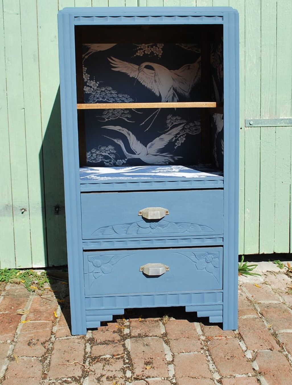 Buffet haut art deco rénové bleu