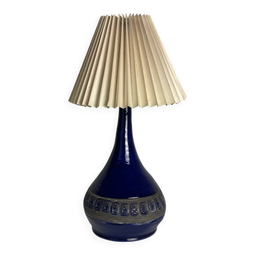 Lampe à poser en céramique bleue danoise des années 1950