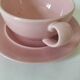 Cup and saucer Salins France in powdered pink earthenware – 1950s-60s