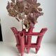 Soliflore en barbotine ancienne bambou rose années 50