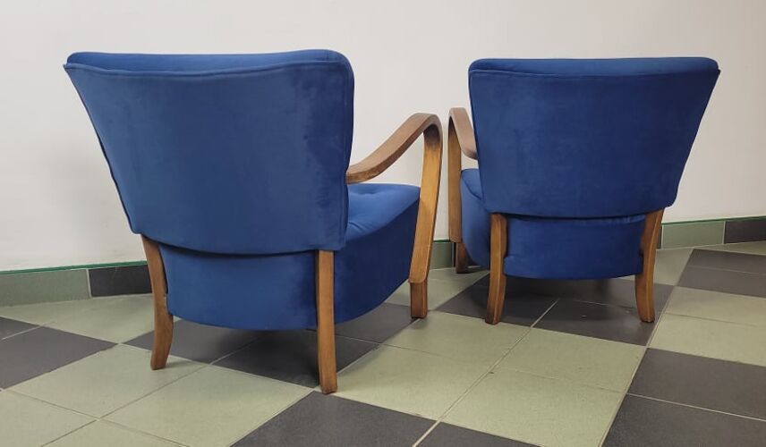 Paire de fauteuils h 237, design j. halabala, up závody, tchécoslovaquie, années 1950.