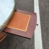 Table basse bouillotte ancienne plateau marbre style louis xvi