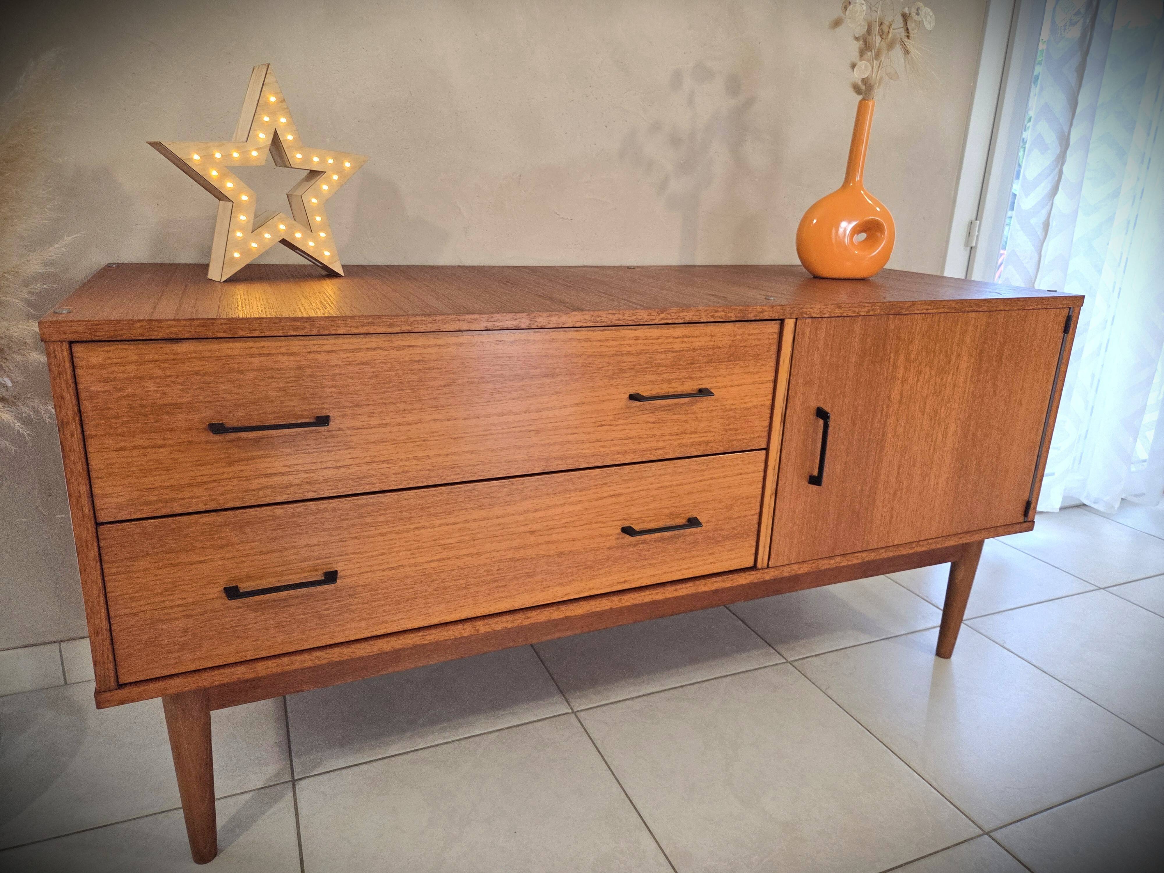 Low Scandinavian design sideboard in teak