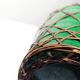 Japanese vase, green ceramic with bamboo lacing, Awaji Yaki, antique 1900-1930.